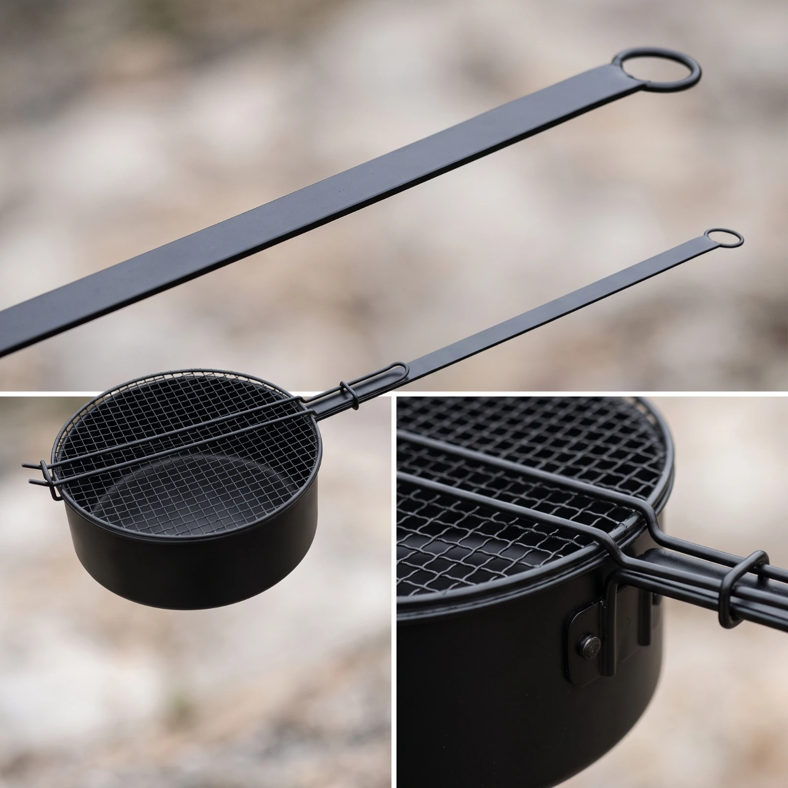 Popcorn Pot with Mesh Lid Portable Campfire Popcorn Popper Cookware Compact Open-Grate for Campers, Backyard Bonfire