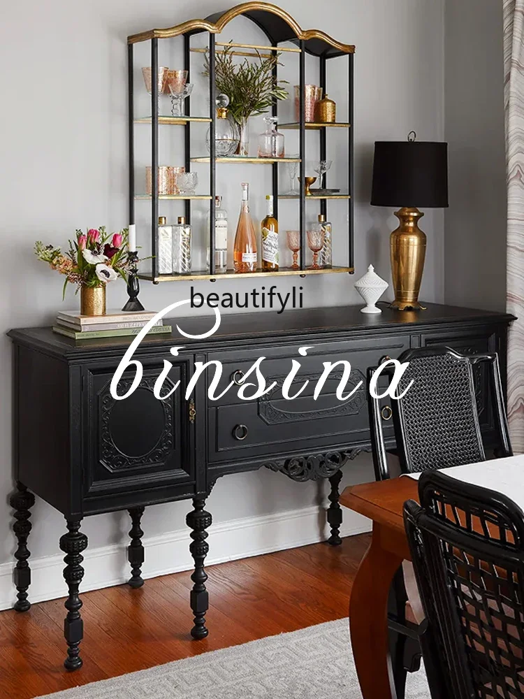 

] Solid Wood Storage/Black Storage/Bedroom Living Room Chest of Drawers/Hallway Storage Cabinet/