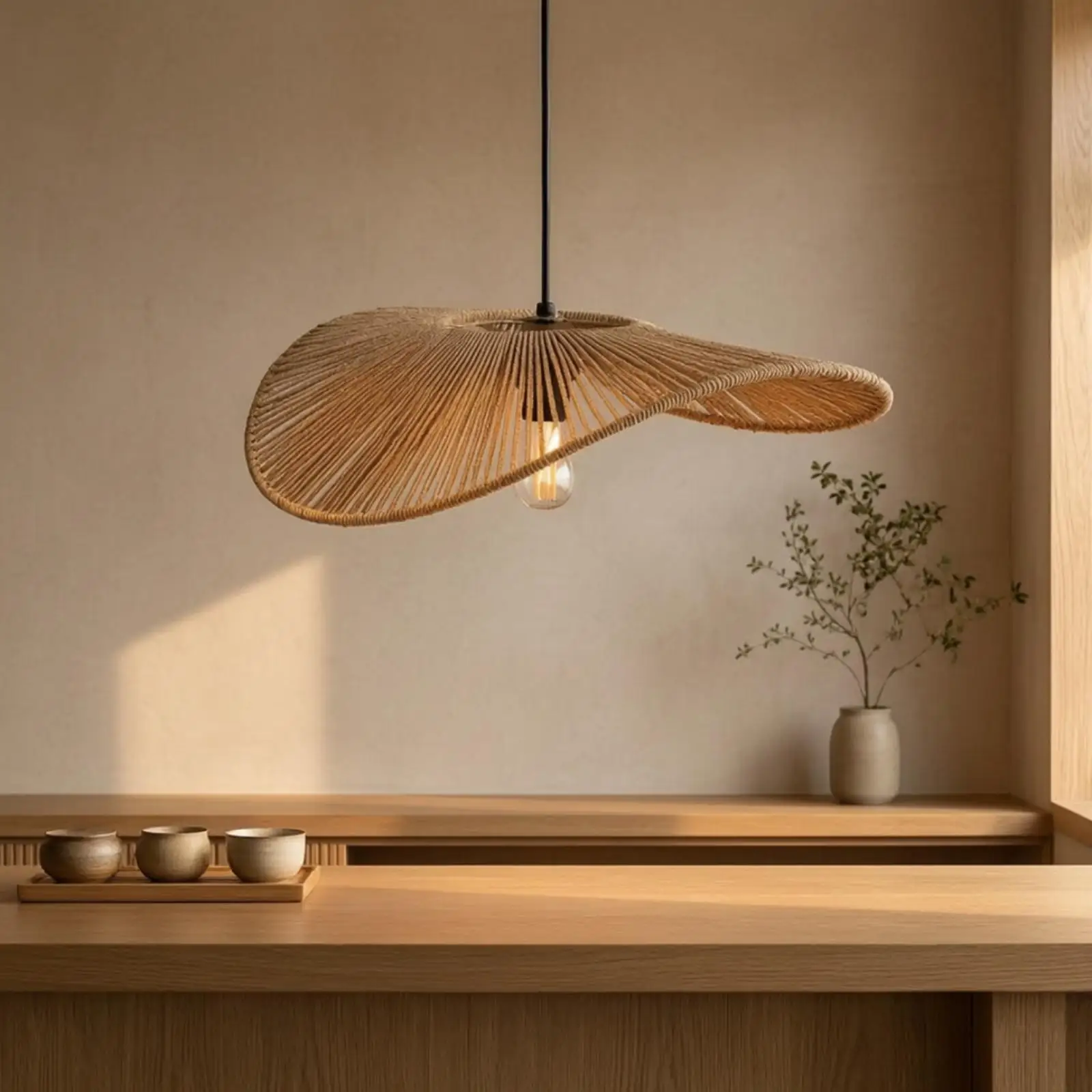 Sculptural Woven Paper Rope Lamp Cover for Modern Minimalist Interior Light