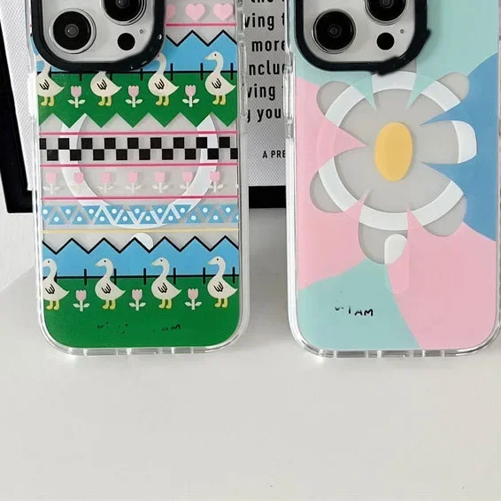 

Flower Duck MagSafe Phone Case Cover for IPhone 12 13 14 15 Pro Max Case for IPhone 15 Pro Max