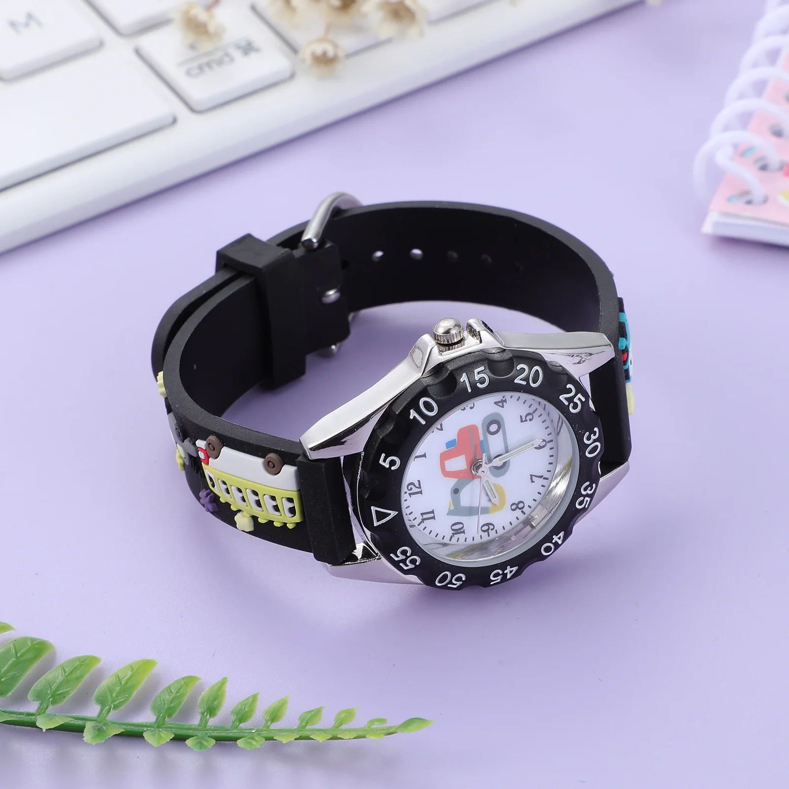 

Silicone For Big Dial Clear Number Quartz Watch Durable Cartoon Student Time Learning Watch