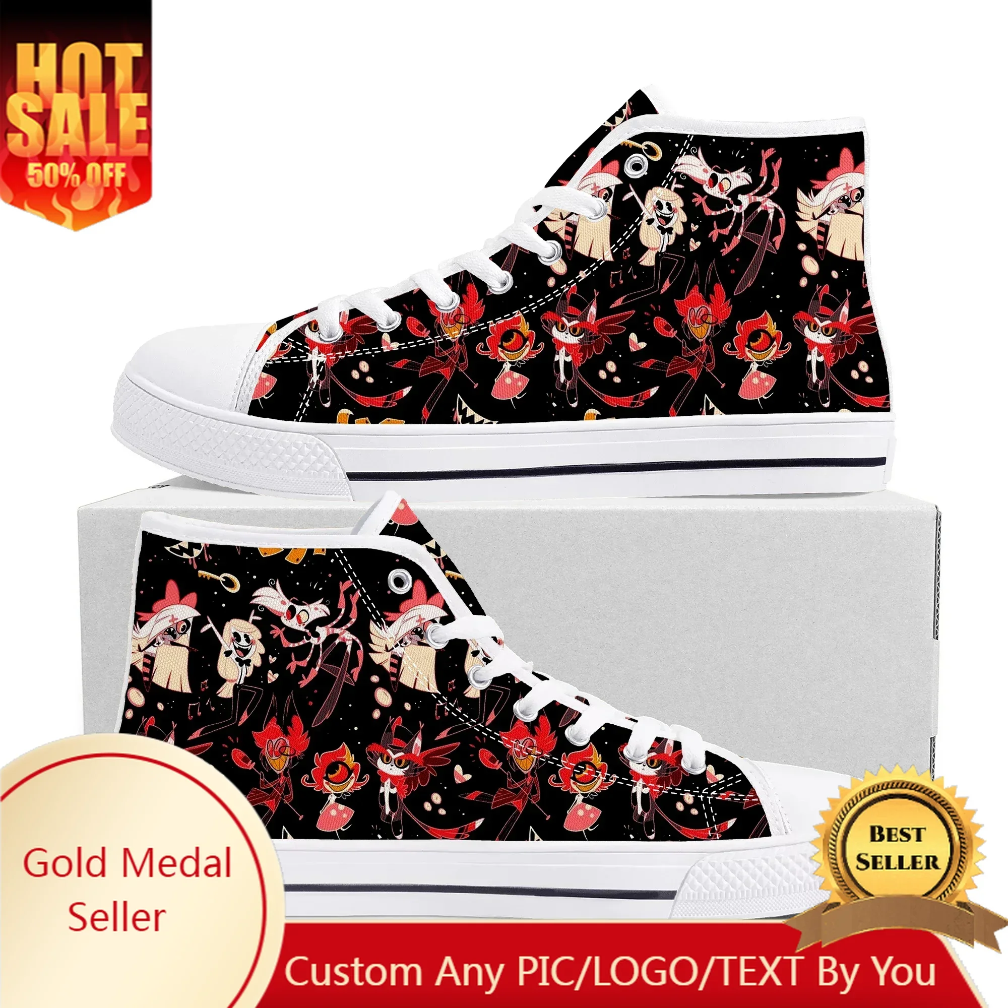 

Cartoon H-Hazbin Hotel High Top High Quality Sneakers Mens Womens Teenager Canvas Sneaker Casual Couple Shoes Custom Made Shoe