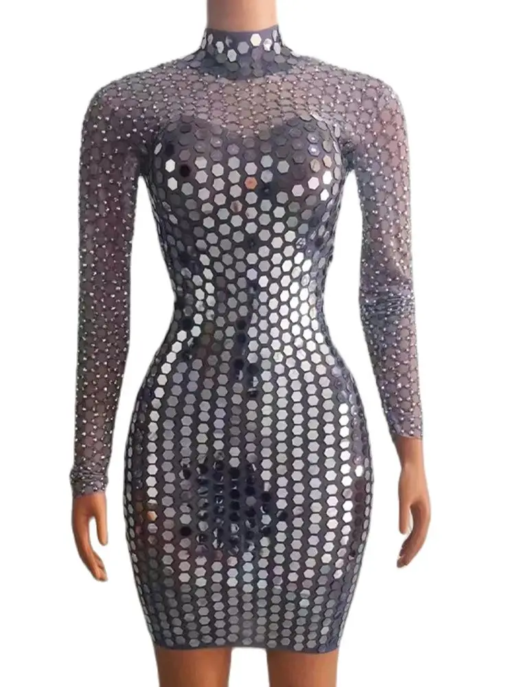 

High Quality Rhinestone Sequin Sexy Elastic Hip Hugging Dress 2024 New Fashionable Custom Women'S Clothing