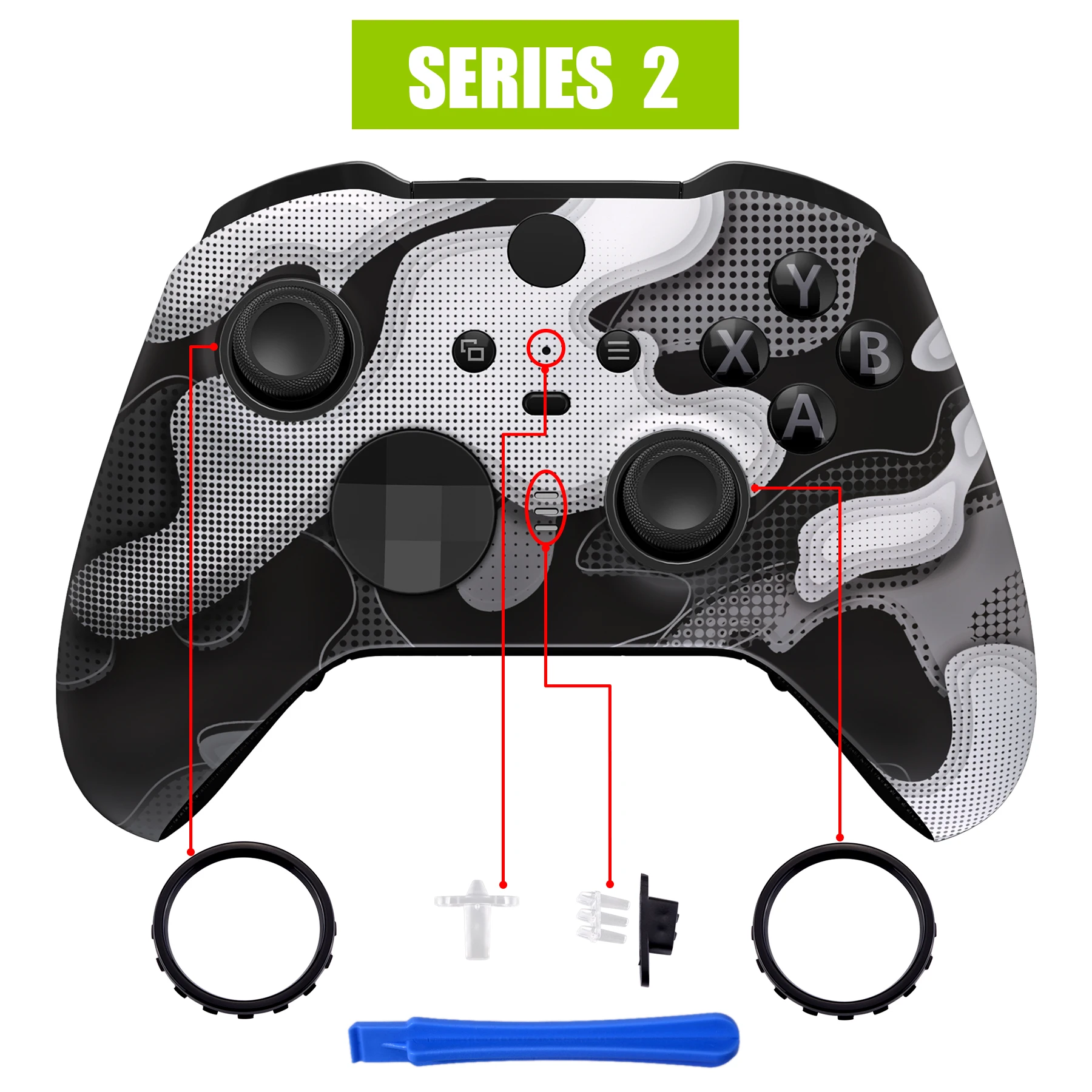 eXtremeRate Miękki Wzorzysty Zestaw Wymienny Obudowy Przedniej do Kontrolera Xbox One Elite Series 2 — zdjęcie produktu 5