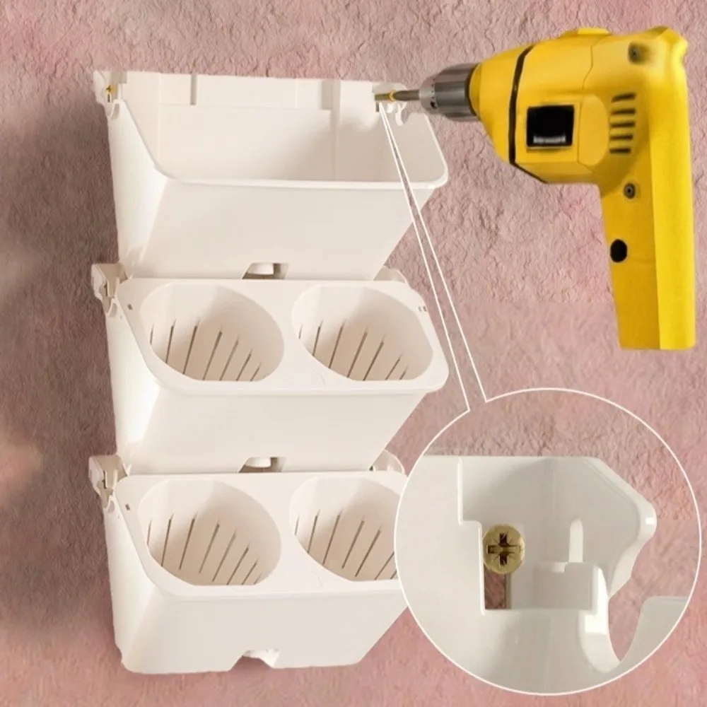 2/3 Holes Wall Flowerpot Self Watering Plastic Plants Grow Container Wall Mounted Stacked Vertical Planter Balcony Garden