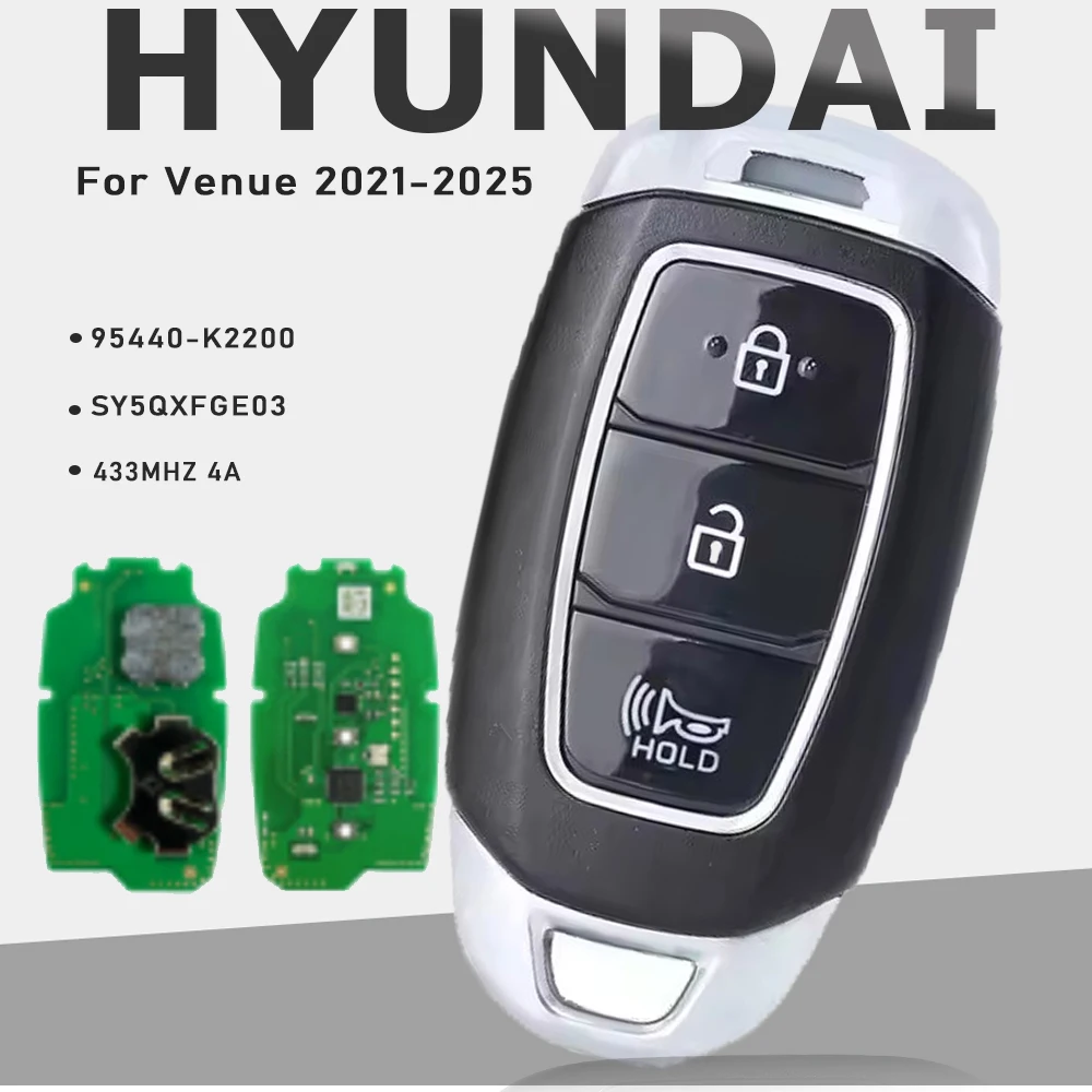 

KEYECU 95440-K2200 SY5QXFGE03 Smart Remote Key 3 Button Fob 433MHz 4A Chip Keyless Go for Hyundai Venue 2021-2025