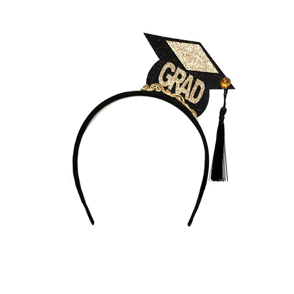 Grad Cap Headband Graduated Satin Sash 2024 Graduation Party Decoration Supplies Photo Props Mini Bachelor Hat