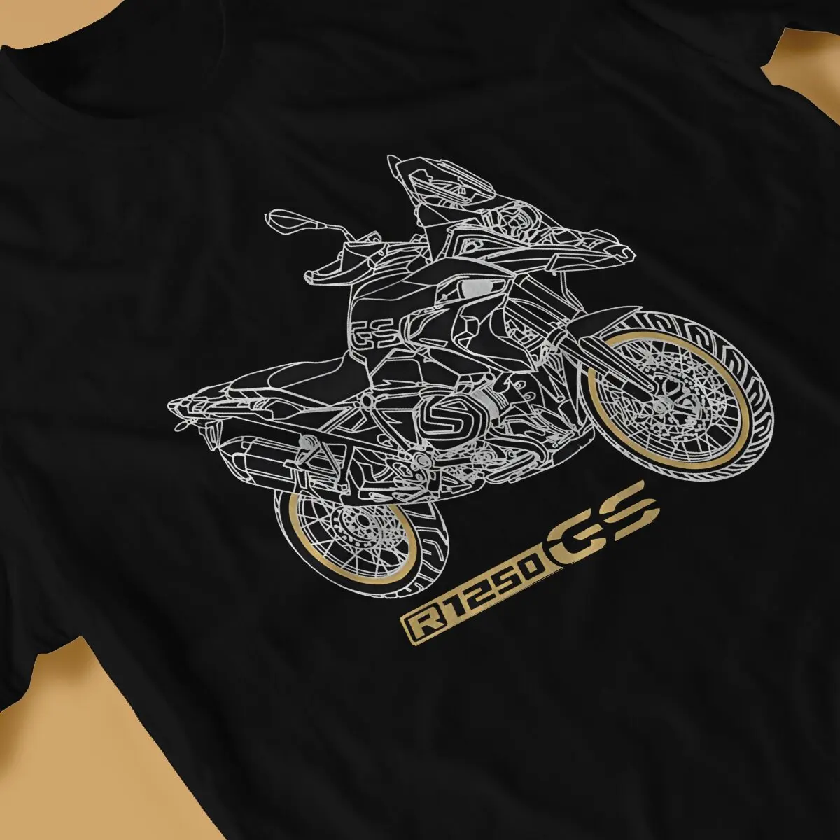 GS 1250 R 1250 GS Black Motorcycle T-Shirts for Men GS Awesome Cotton Tees Crewneck Short Sleeve T Shirts Printing Clothes