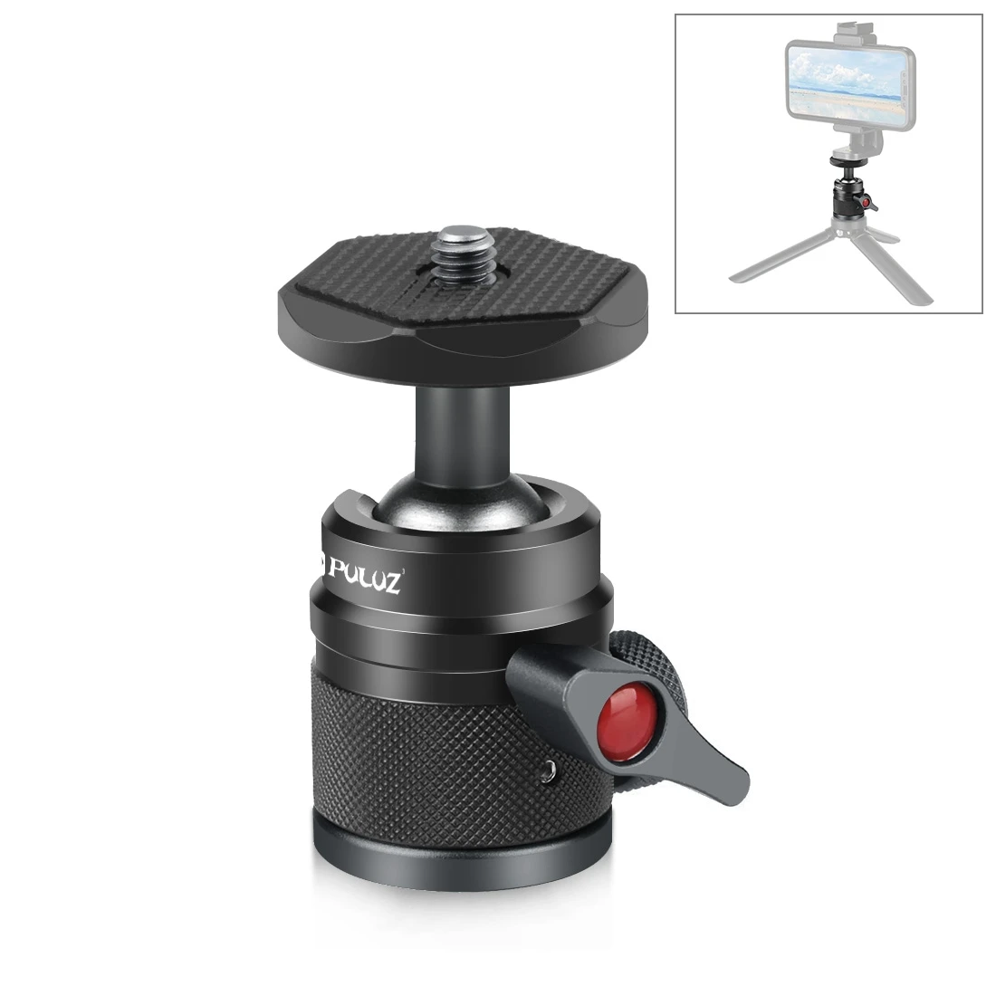 PULUZ 360 Panorama Aluminum Alloy Tripod Mini Ball Head Adapter with Knob Lock