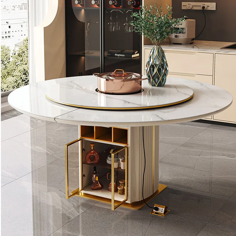 

Chairs Round Dining Table Coffee Smart Nordic Luxury Restaurant Kitchen Dining Table Designer Space Saving Mesa Home Furniture