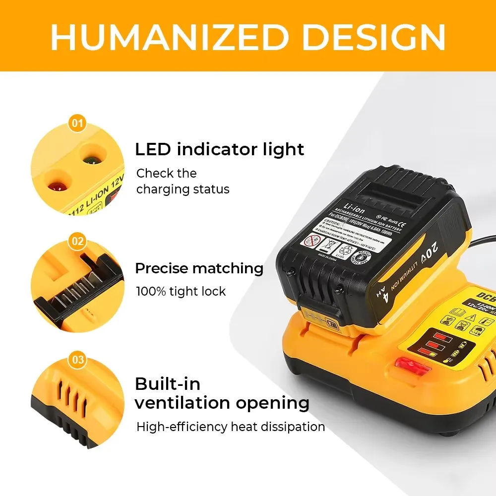 Замена зарядного устройства DCB112 для аккумулятора dewalt 20 В DCB123 DCB125 DCB203 DCB204 DCB206 (батарея в комплект не входит)