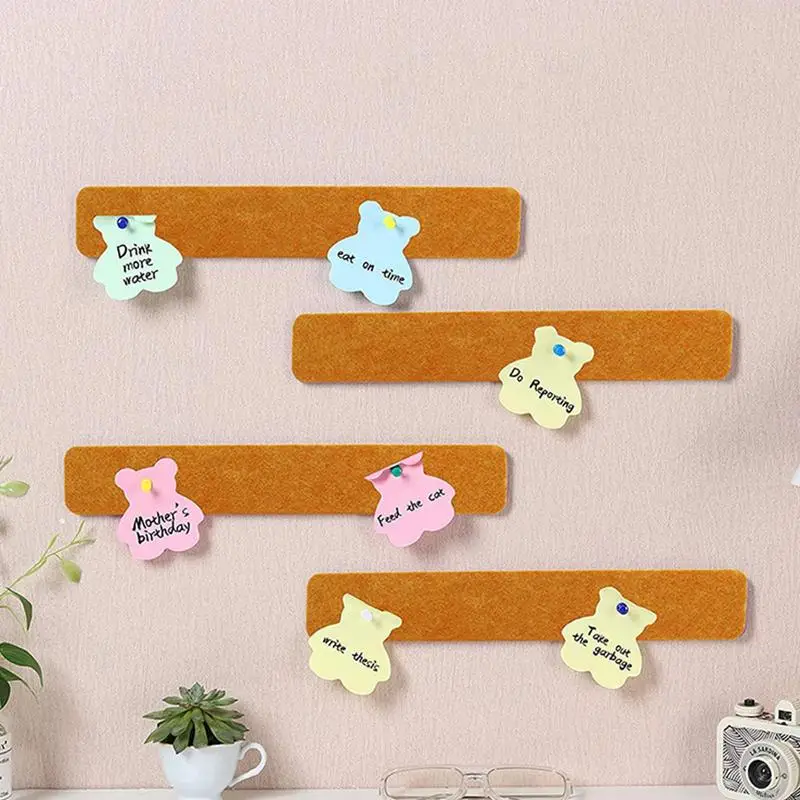 Felt Pin Boards For Walls Bulletin Board Thick Self Adhesive Cork Boards 6pcs Lightweight Felt Strips For Classroom Cubicle