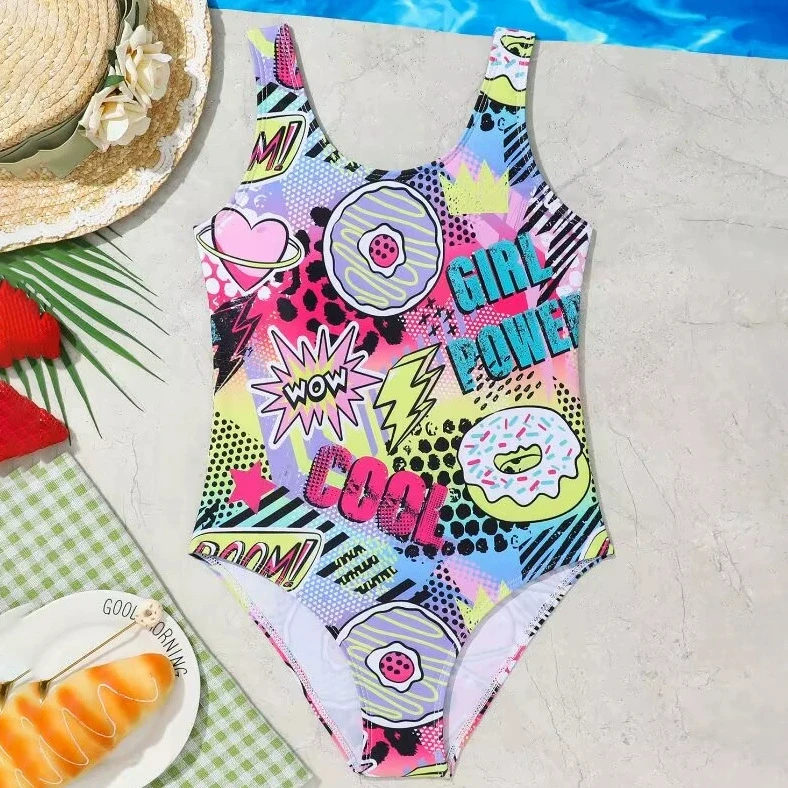 

2025 Printed Girls Swimsuit One Piece Kids Swimwear Female Children's Bathers Bathing Swimming Swim Suit Beachwear