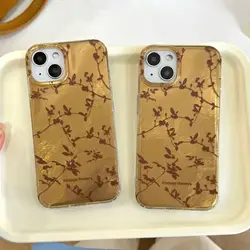 Golden glacier ins autume flower fundas for iphone 16promax 13 14pro 16 15 pro max 15promax 13pro 14 shockproof phone case