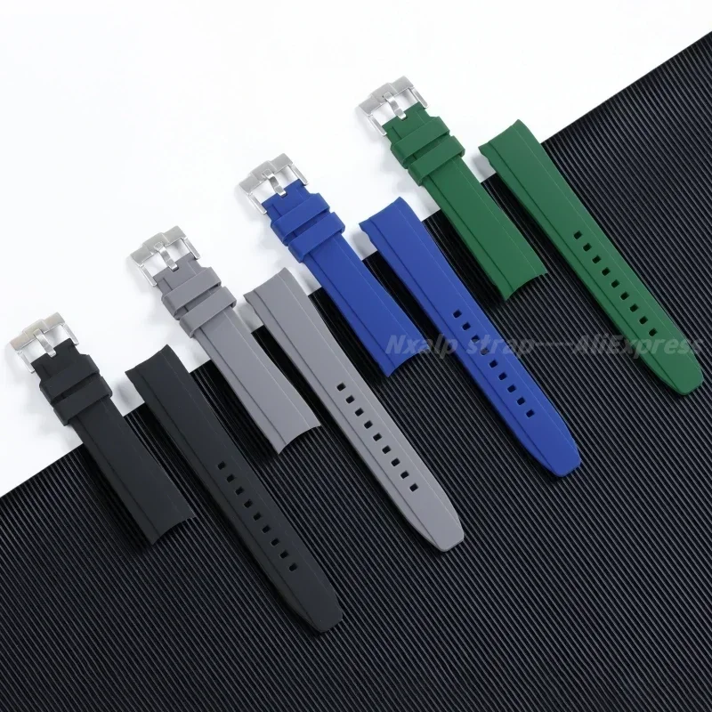 Silicone Watch Band 20mm 22mm for Omega for Moonswatch Curved End Strap Women Men Sport Bracelet for Seiko for Citize Wristband