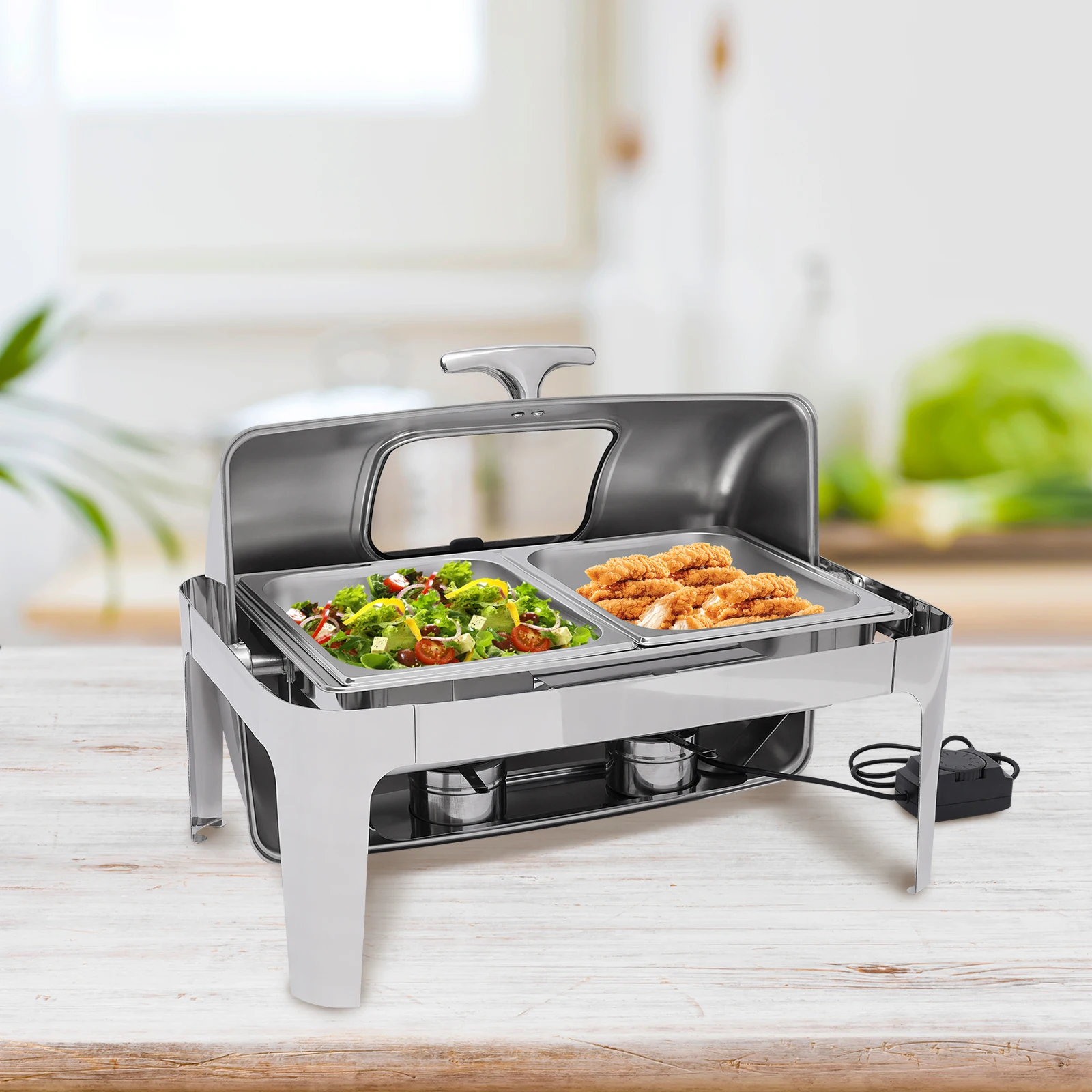 

Электрическая подогреватель для жаровни посуды с видимой крышкой, подогреватель еды из нержавеющей стали для домашнего ресторана, отеля