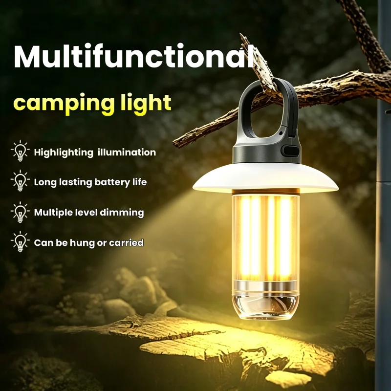 Outdoor Portable Mini Flashlight  Dual Source Near And Far Light For Camping Camping Atmosphere Hook Up Tent Light Torch