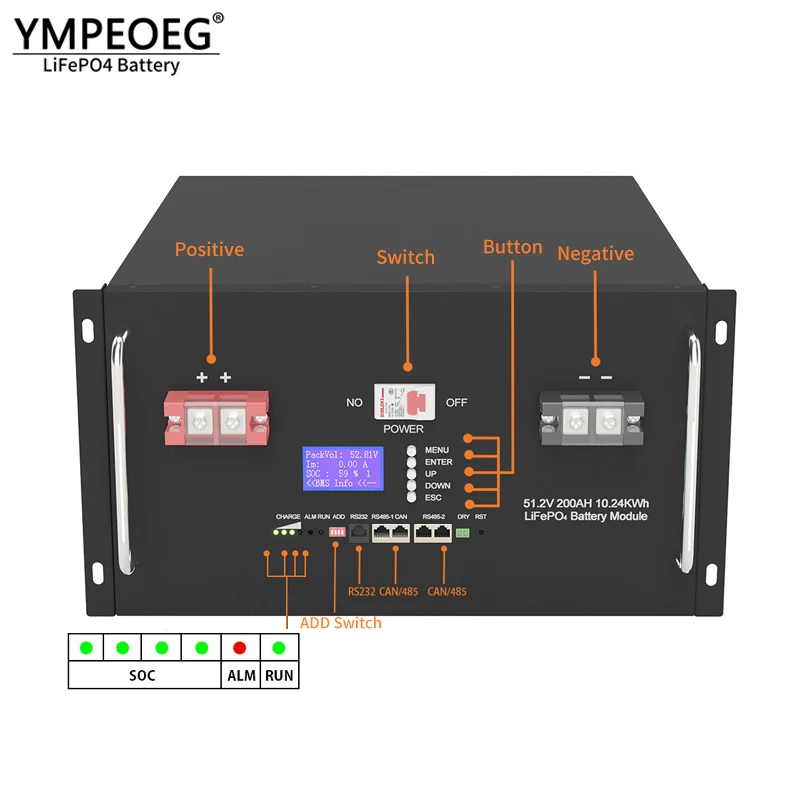 10KWh LiFePO4 Battery Pack 48V 50Ah/100Ah/200Ah Built-in BMS Brand New Grade A Lithium Ion Solar Power Max 32 Parallel