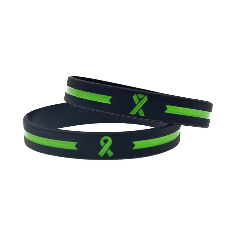 1 Stück/3 Stück gefülltes grünes Logo-Linienband Silikonarmband, einfache Dekoration, Bewusstseins-Gummiarmband, Unisex – Detail 6