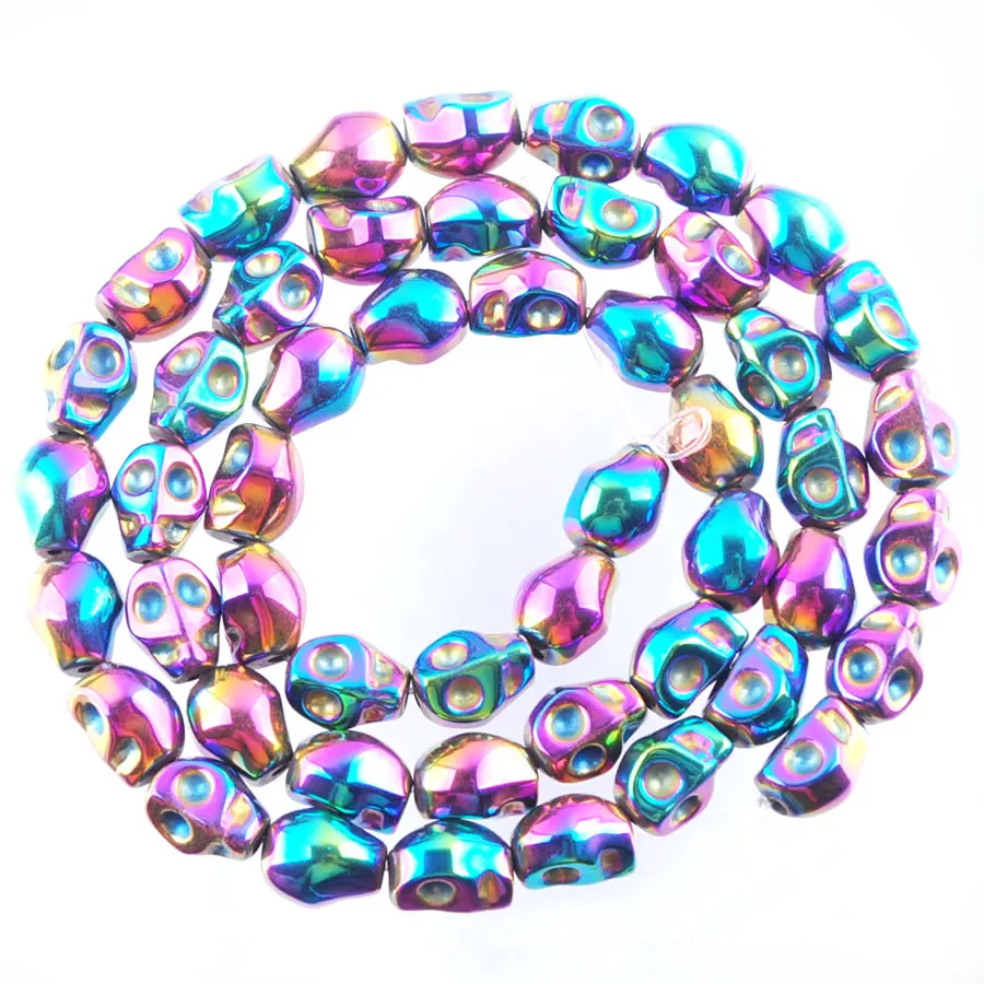 Purple Light Electroplated Hematite Skull Beads Natural Stone Loose Spacer Beads for Jewelry Making DIY BL355