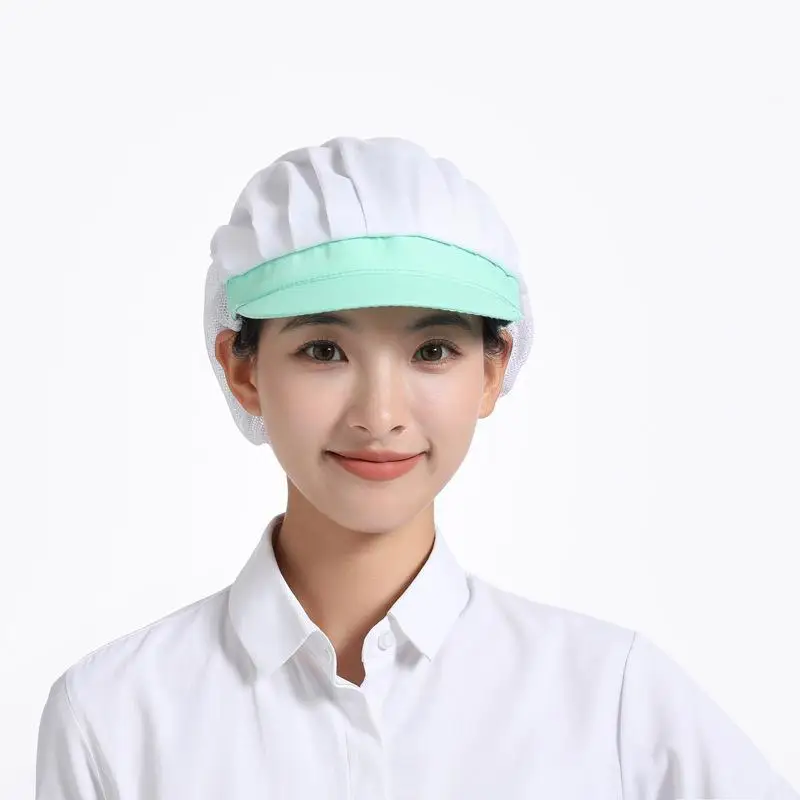 Work Hair Cover Cap Breathable Mesh with Brim Elastic Edge Lightweight Hair Shedding Prevention for Restaurant Food Processing