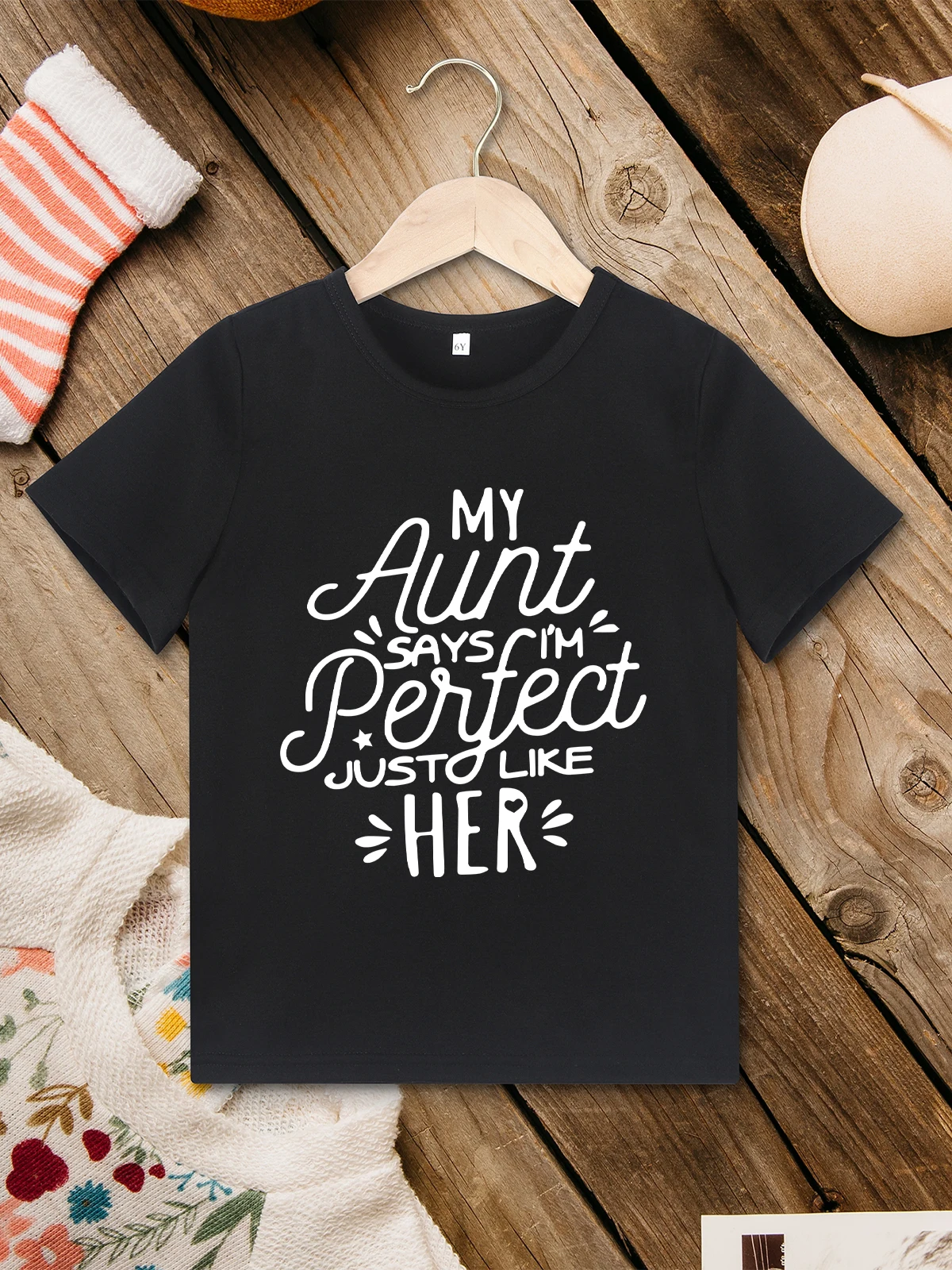 Funny Harajuku Kids T-shirt My Aunt Says I\'m Perfect Just Like Her Printed Boys Girls Clothes Urban Street Casual Child Shirt