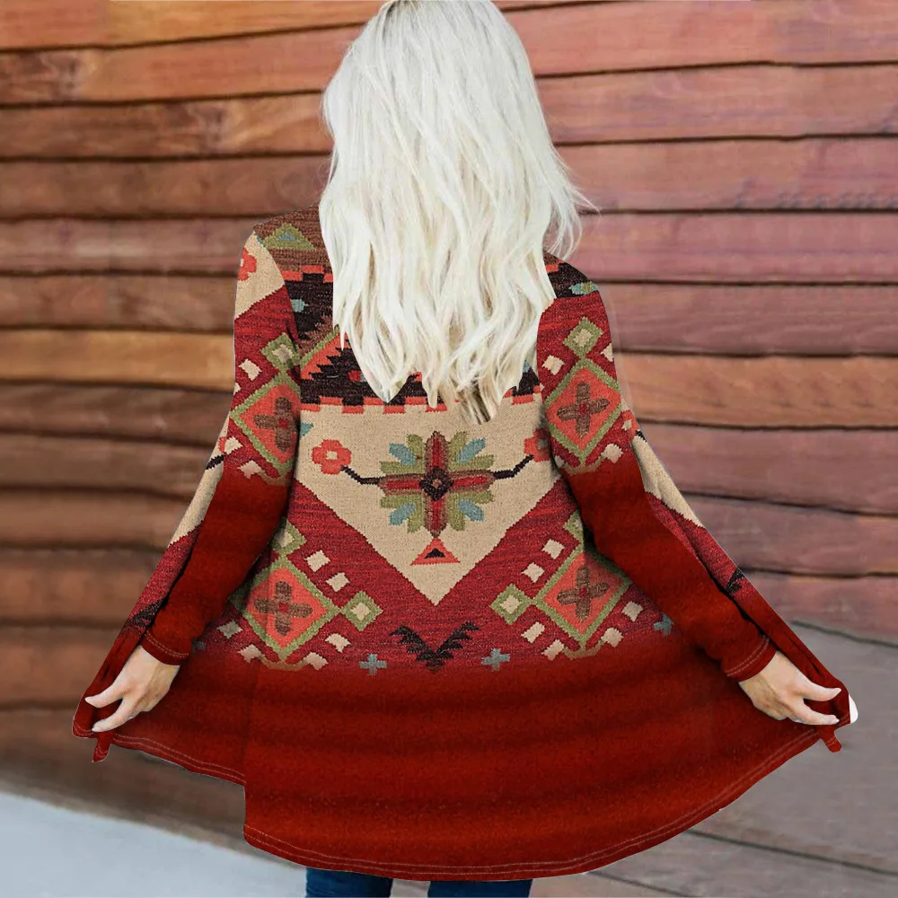 Ethnic style 2024 new spring and autumn loose, fashionable, comfortable and casual jacket for women, long sleeved cardigan WL2