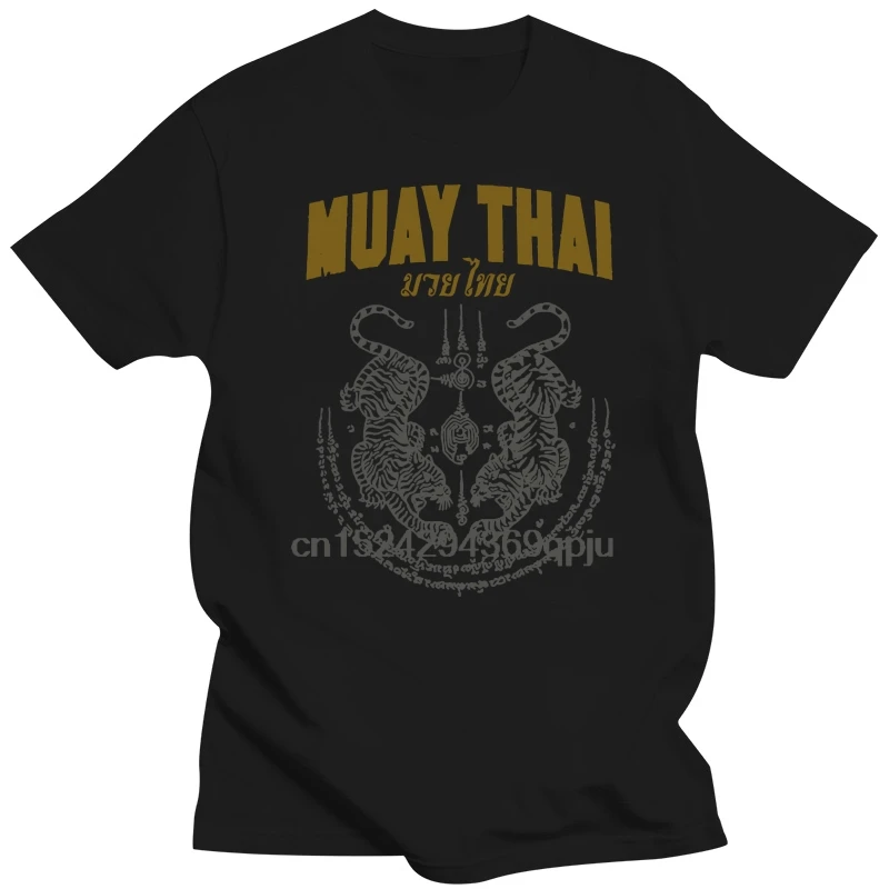 Men T shirt Twin Tiger Sak Yant Muay Thai Fashion Cotton s funny t-shirt novelty tshirt women(1)