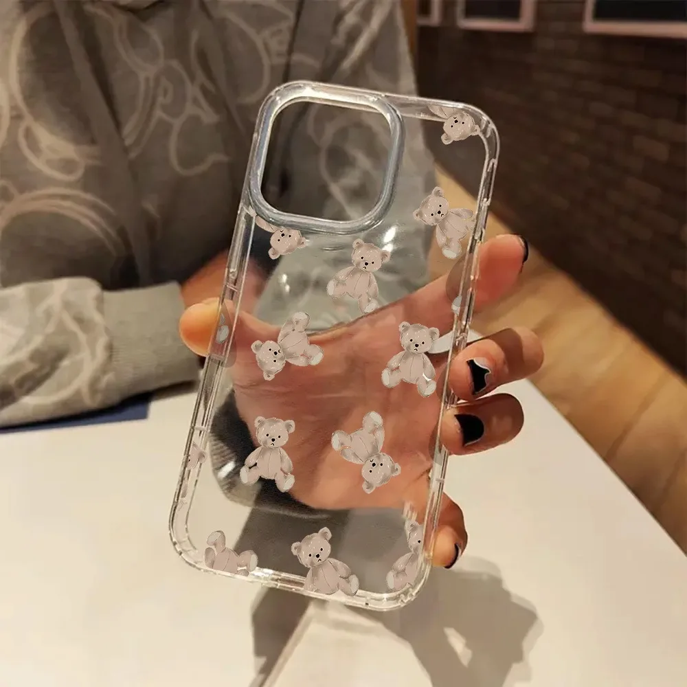 

Adorable Bear Design Clear Phone Case for iPhone 16 11 14 13 12 15 Pro Max XS XR X 7 8 Plus SE 2022 Cover Best Gift For Friends