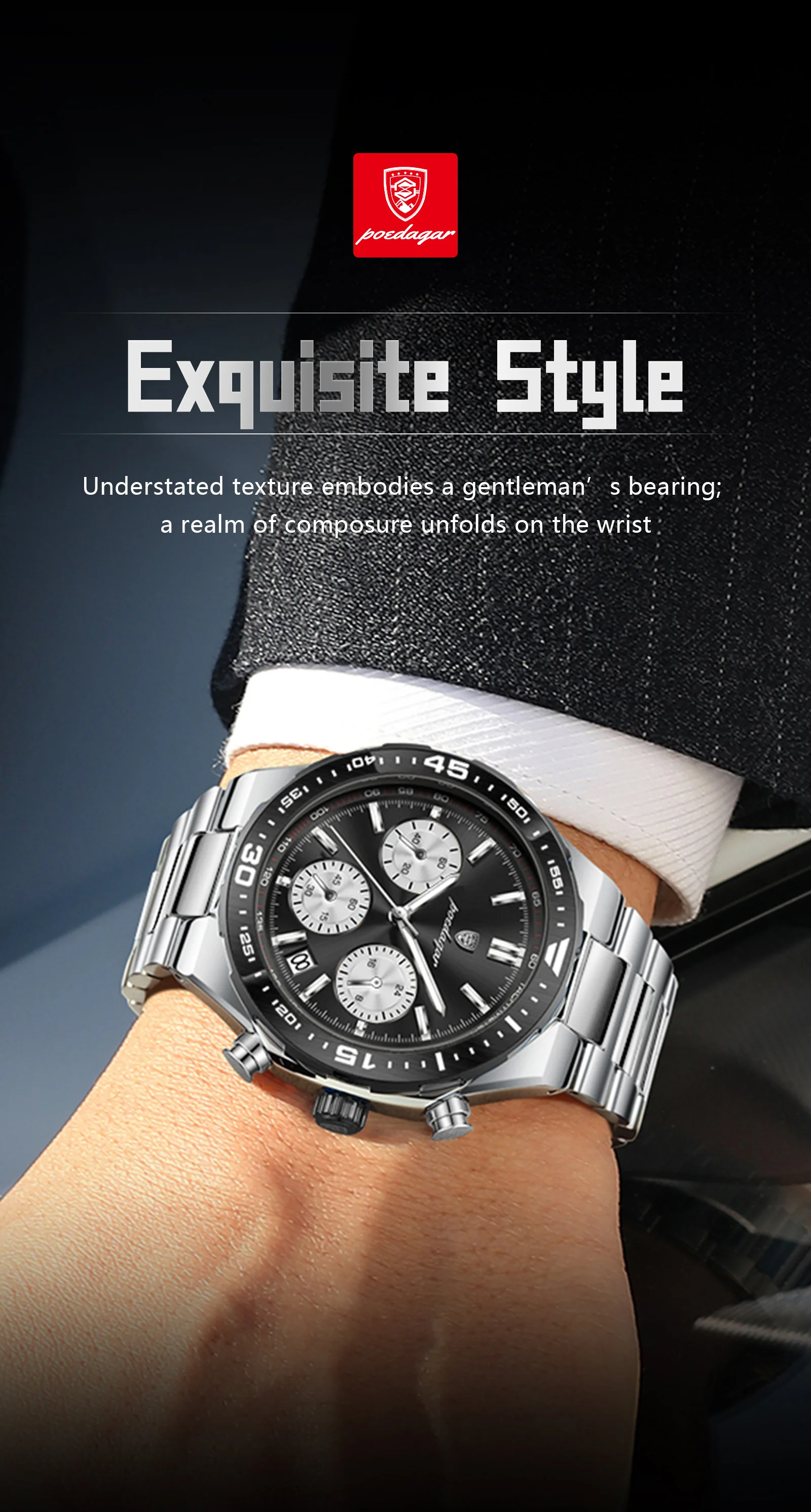 POEDAGAR Men's Watch Image 6
