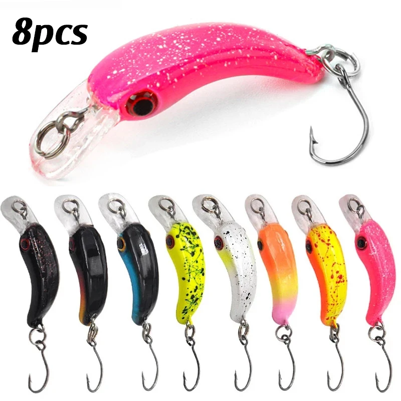 8 Stücke Mini Minnow Wobbler Fisch Popper Bass Tackle Angelköder Crankbait Hartplastik Köder
