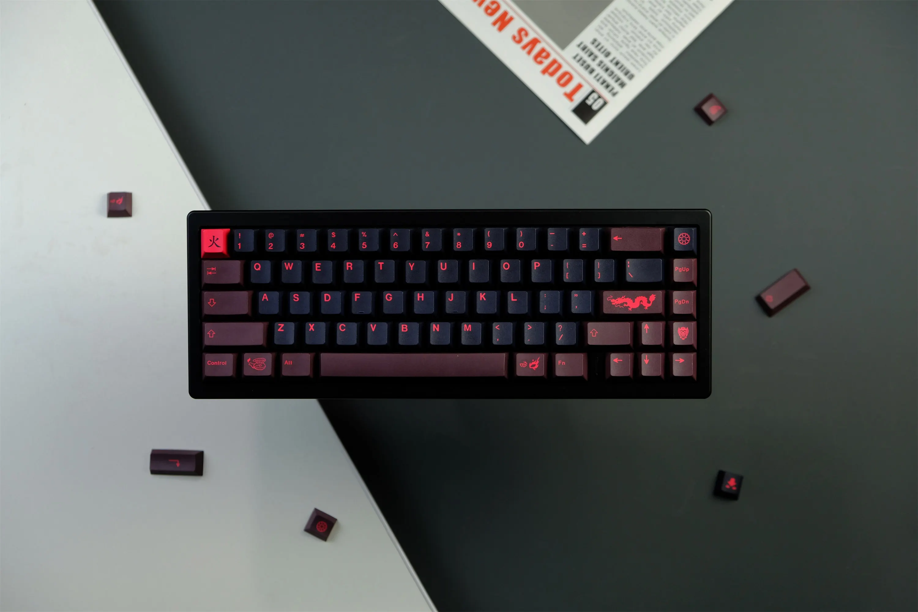 

GMK Red Dragon Keycap, 129 Keys PBT Keycaps Cherry Profile DYE-SUB Personalized GMK Keycaps For Mechanical Keyboard