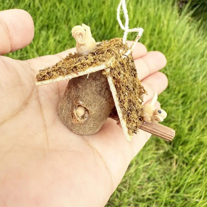 

1Pcs 1: 12 Dollhouse Old-fashioned Bird Nest Mini House Pendant Model Toy Accessory for Doll House