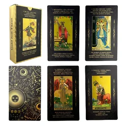 12*7CM Plastic PVC Gold Foil Tarot Cards Board Game Classic Rider Oracle Divination Deck Tell The Future For Beginner