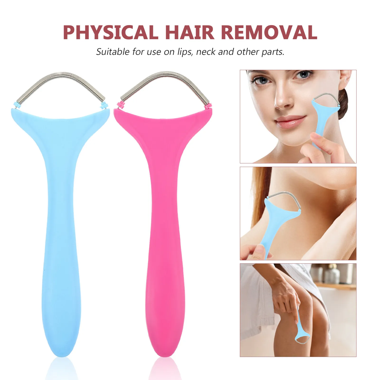 2Pcs Women Facial Threading Epilator Lightweight Ergonomic Spring Hair Remover for Upper Lip Face Contours Portable Home Use