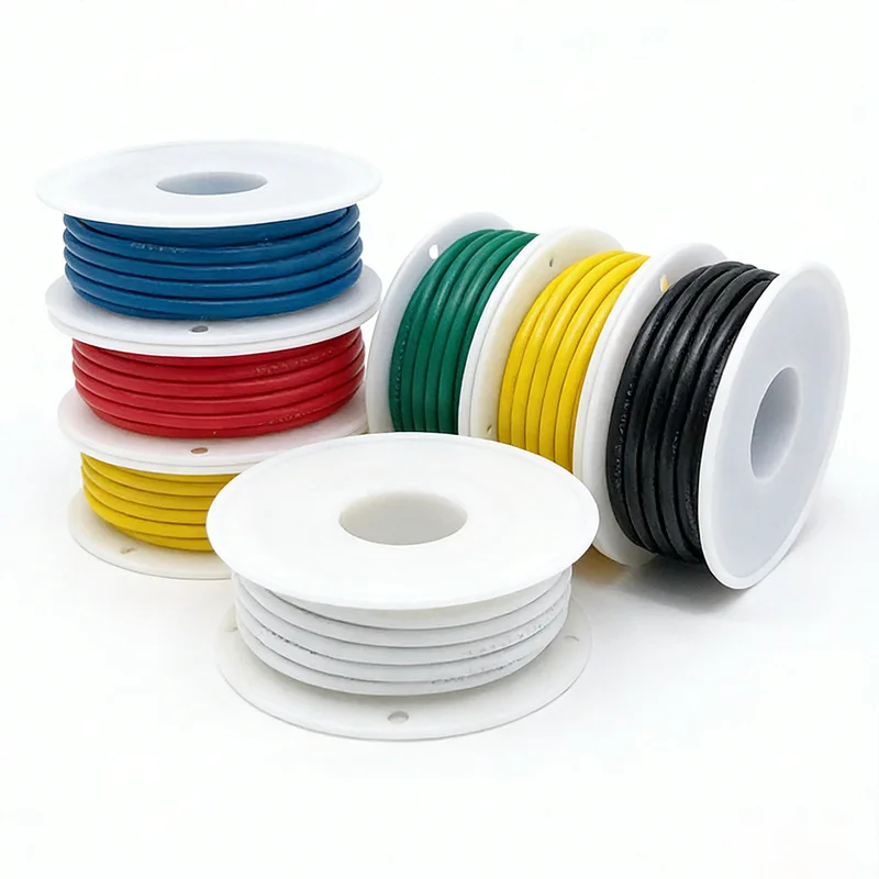 16-30AWG 5 Farben DIY-Kabel Silikonverzinnter Kupfer-Elektronikdraht, 5-20 Meter pro Rolle, Litzenkabel – Detail 1