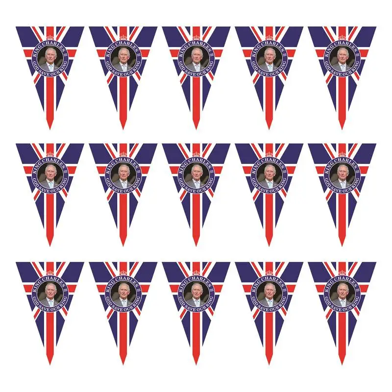 King Charles Coronation 2023 Party Decorations King Charles III British Triangle Flags May 6th Celebration Of The Royal