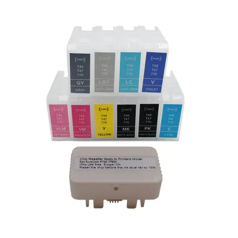 유럽 ​​T46S T46Y T47A 리필 잉크 카트리지 Epson SureColor SC-P700 SC-P900 P700 P900 프린터용 칩 또는 칩 재설정 없음