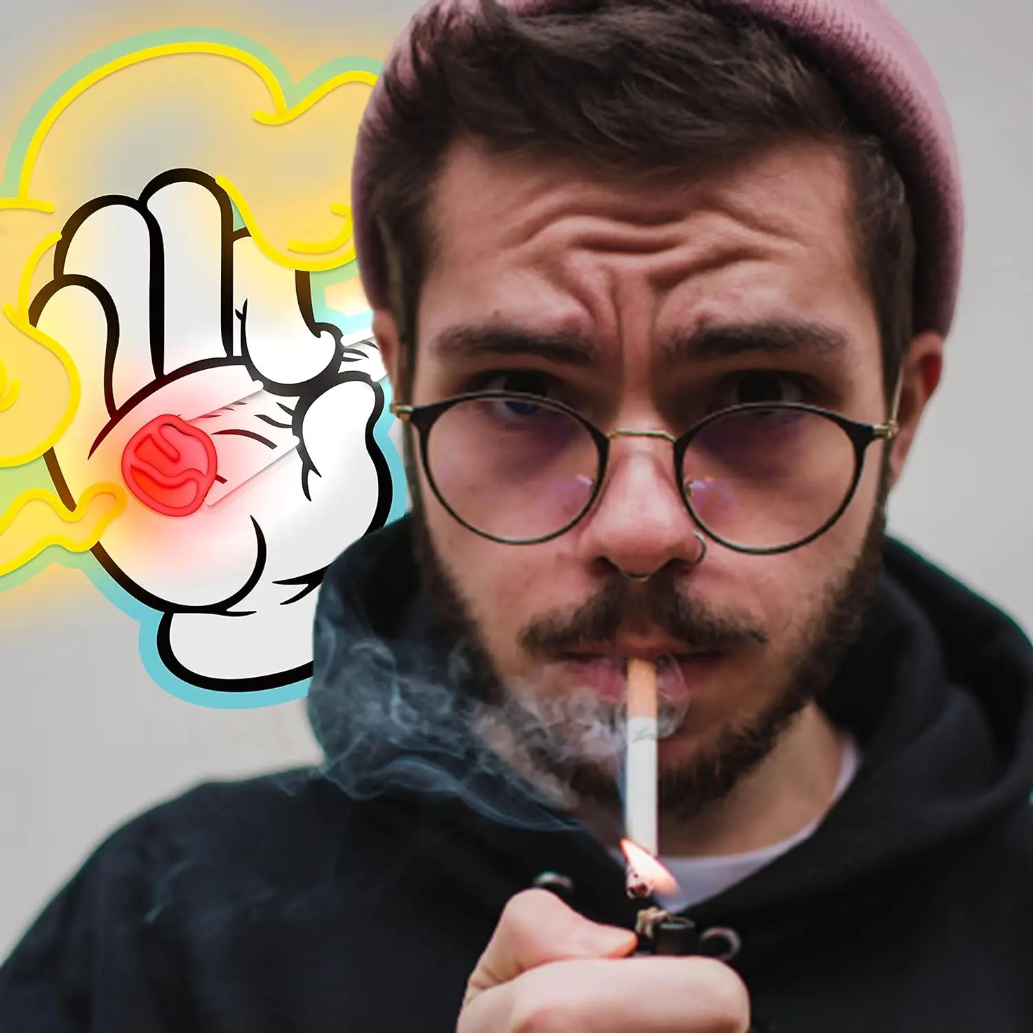 Ahumador de neón de mano para decoración de habitación, señal LED con patrón de mano de Anime, para Cueva de hombres, dormitorio, sala de juegos