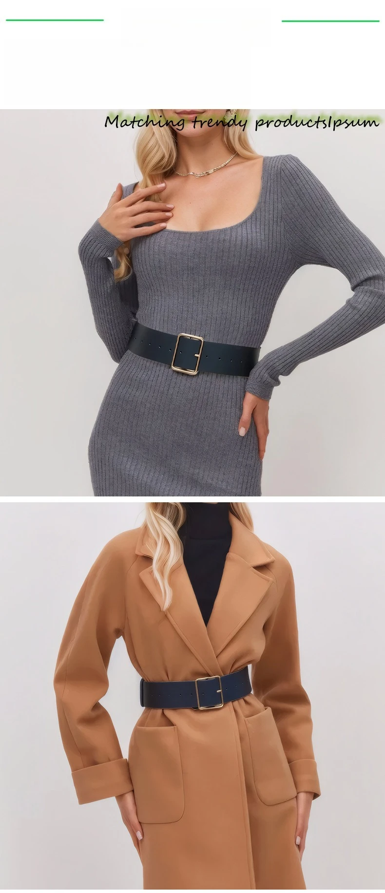 Europäische und amerikanische Mode, großzügige Schnalle, breiter Bund für Damen, elegante Dekoration mit Windjacke, Jeansgürtel für Damen – Detail 1
