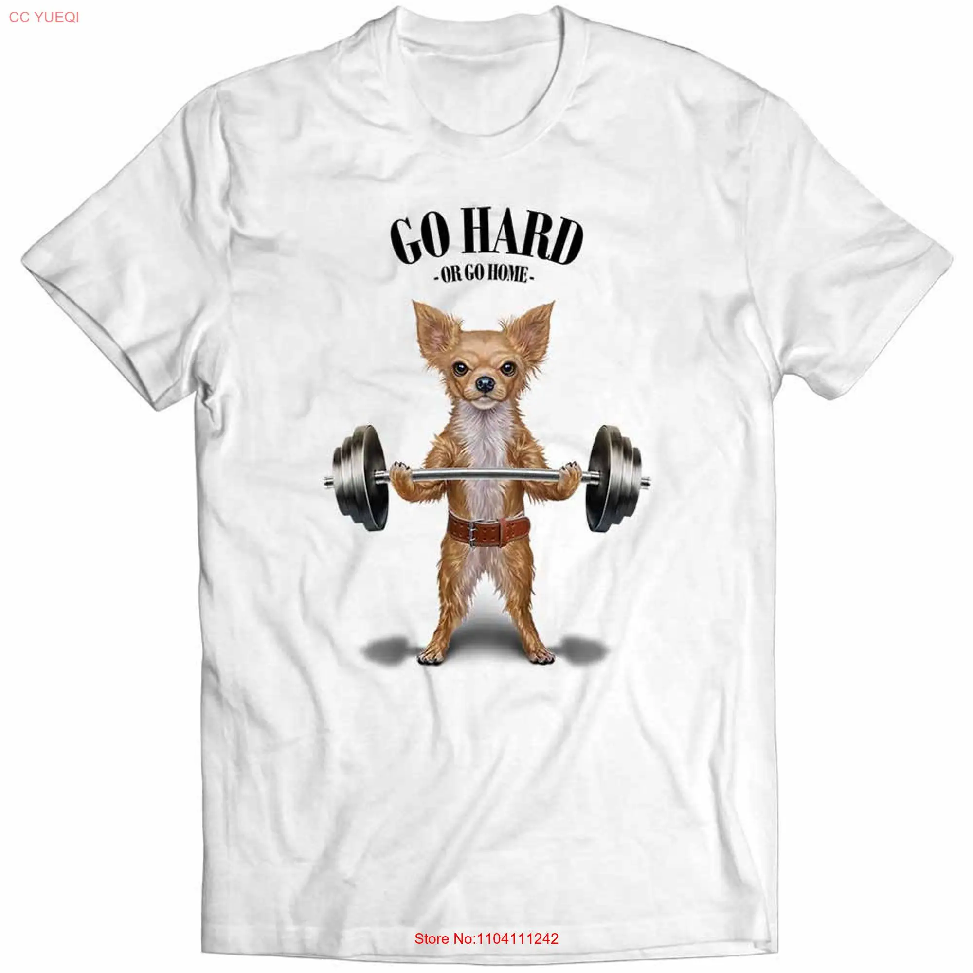 Tan Chihuahua Dog Weightlifting in Fitness Gym  Boys and Girls Youth T Shirt PrintStarT long or short sleeves