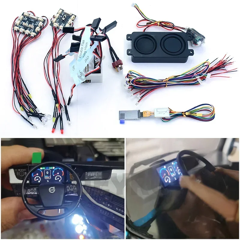 

1:14th Scale Simulation LED Light Sound Display System for Tamiya RC Truck SCANIA 770S R620 VOLVO FH16 Arocs MAN TGX Car
