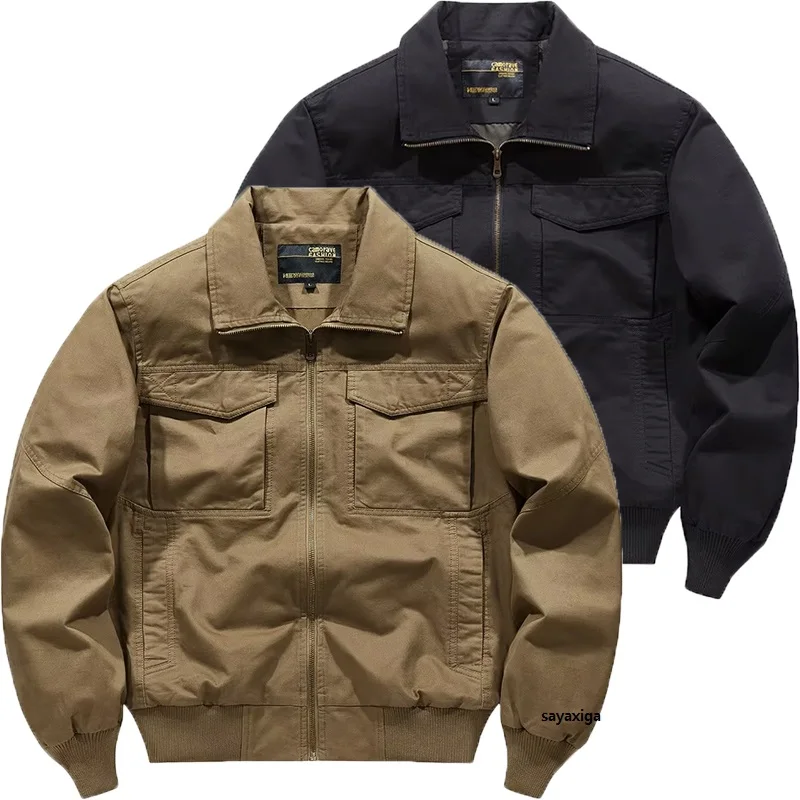 Men Tactical Cotton Jackets Spring Autumn Winter Pilot Jackets Multi pockets Coat Fashion Casual Cargo Slim Fit Clothes Hiking