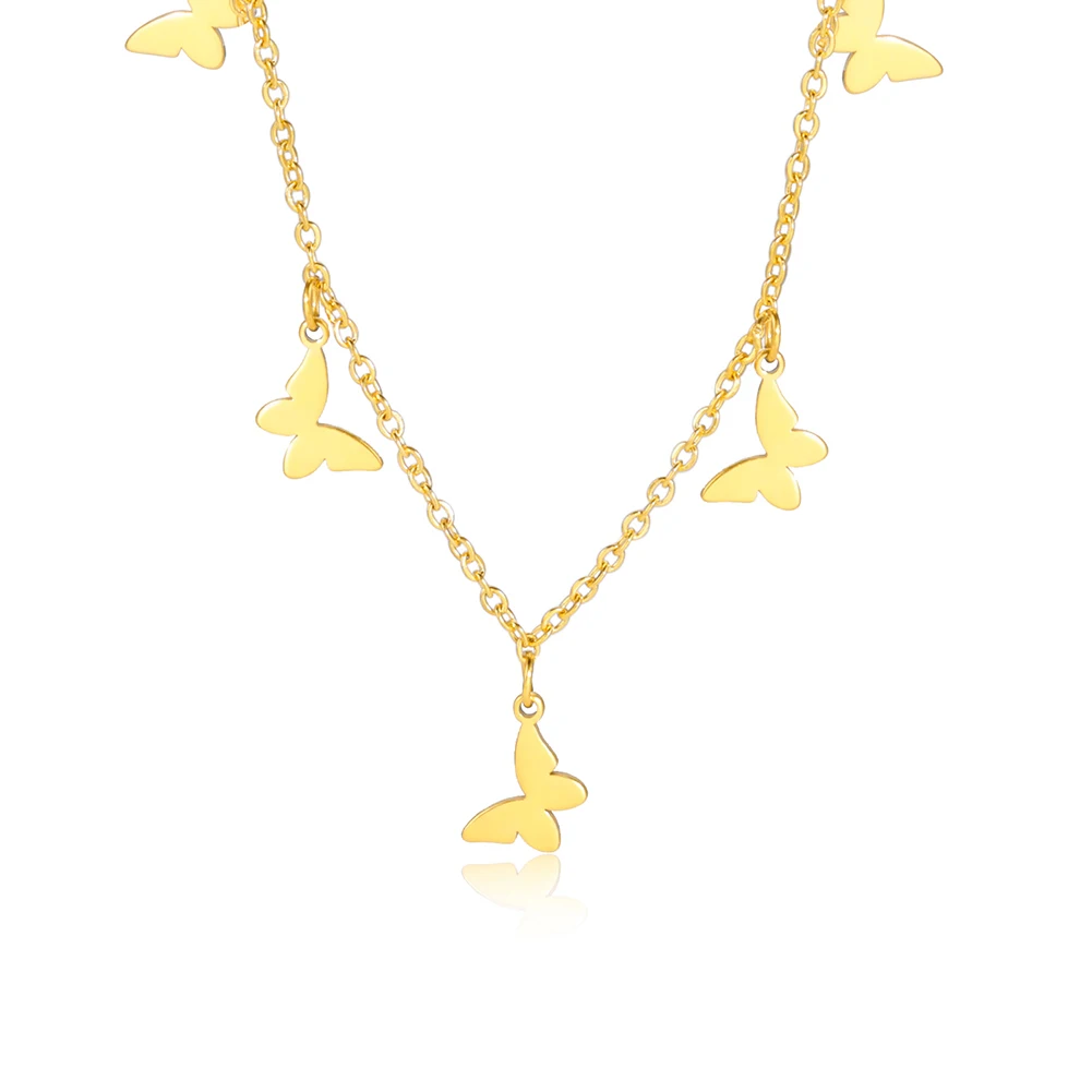 

Amaxer Stainless Steel Necklaces Butterfly Multi-Accessory Pendant Chain Choker For Women Girl Christmas Jewelry Party Gift