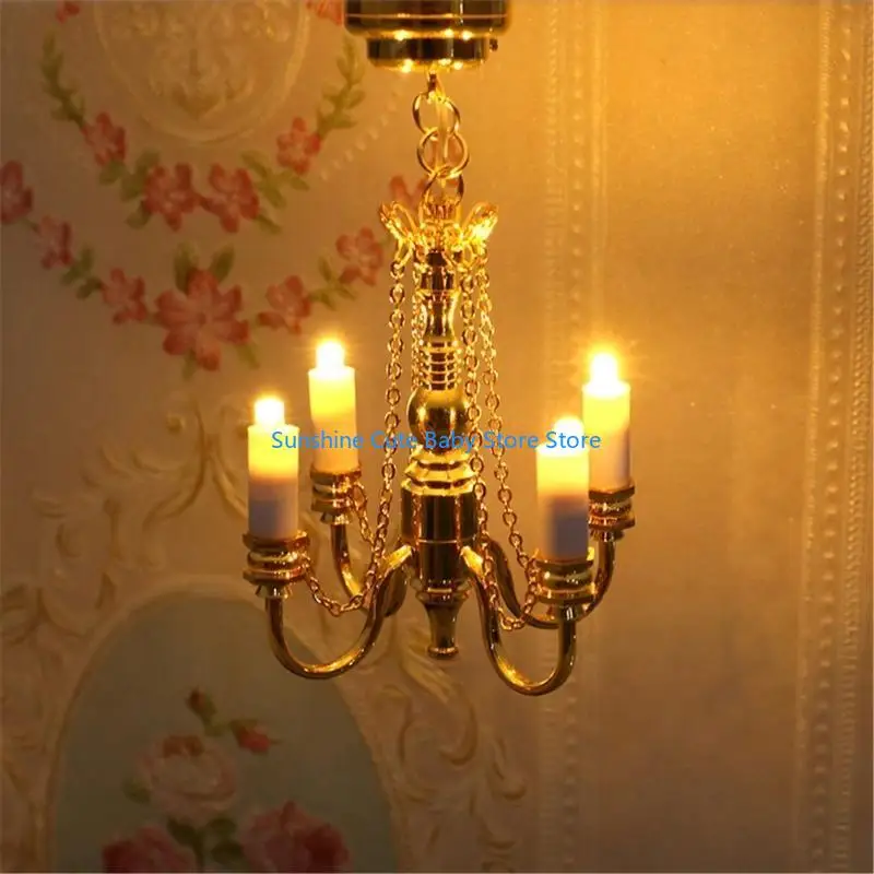 C5AF مصباح سقف صغير واقعي، أثاث غرفة النوم، ديكور بيت الدمية