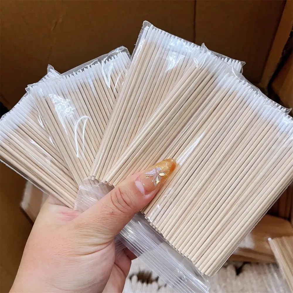 500/400/300/200/100pcs Manicure Swabs Portable Nail Polish Remover Stick 7CM Pink & 10CM White Pointed Applicator Precision Tool