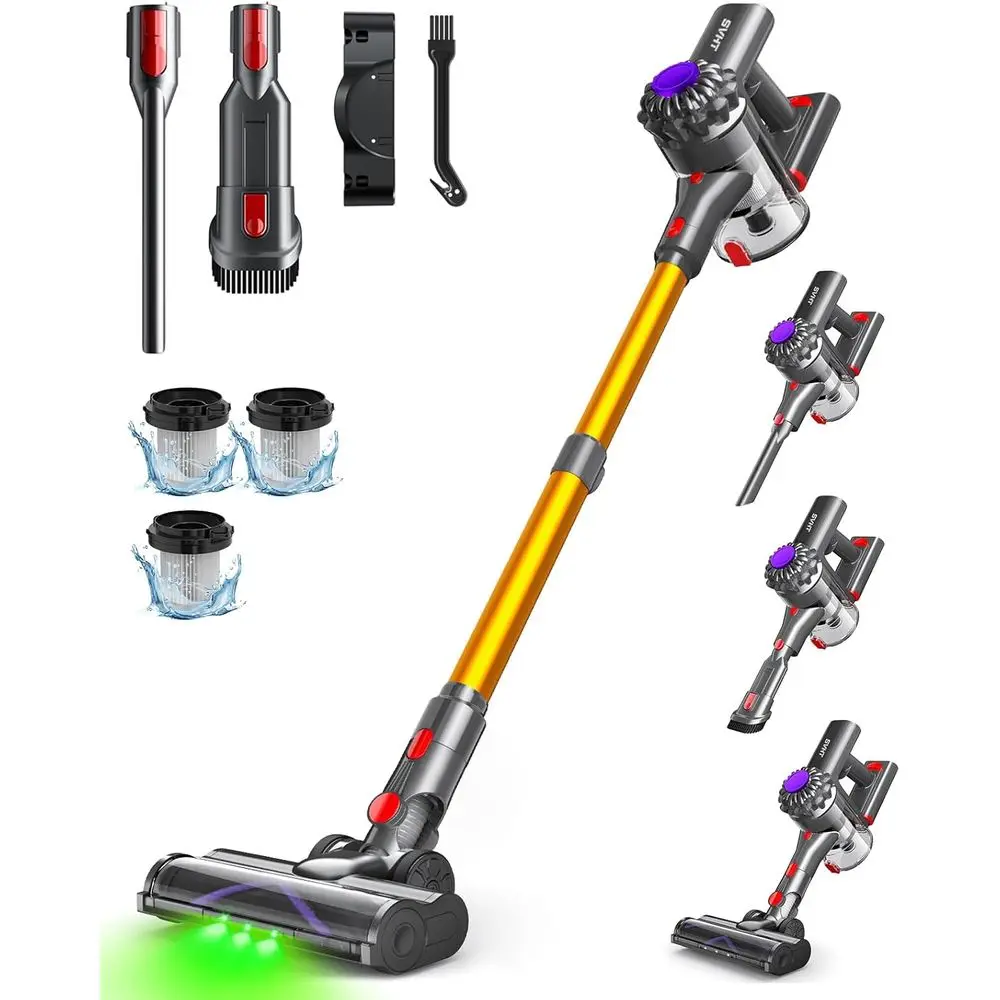 

450W 40KPA Cordless Vacuum Cleaner, 45Mins Lightweight Stick Vacuum with Advanced Green Light Tech, Rechargeable Battery Vacuum