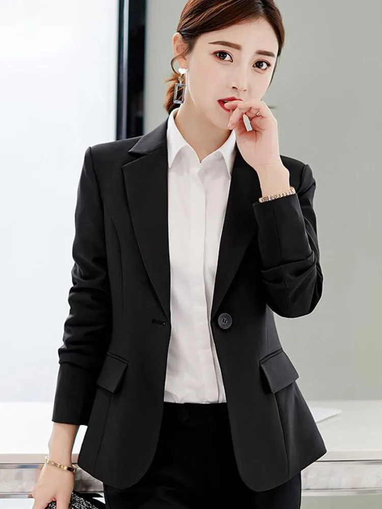 Women Long Sleeve Blazers Chic Elegant Lapel Casual Business Single-breasted Solid Color Office Temperament Coats New