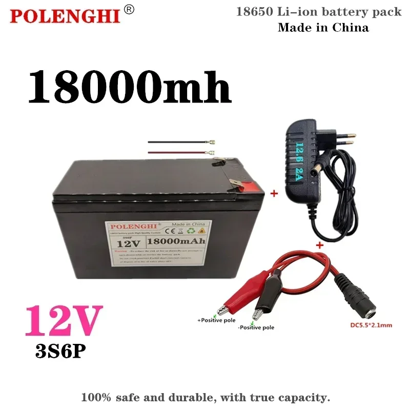 

3S6P 12V 18000mAh 18650 rechargeable lithium-ion battery pack, with built-in intelligent BMS for spray backup power supply