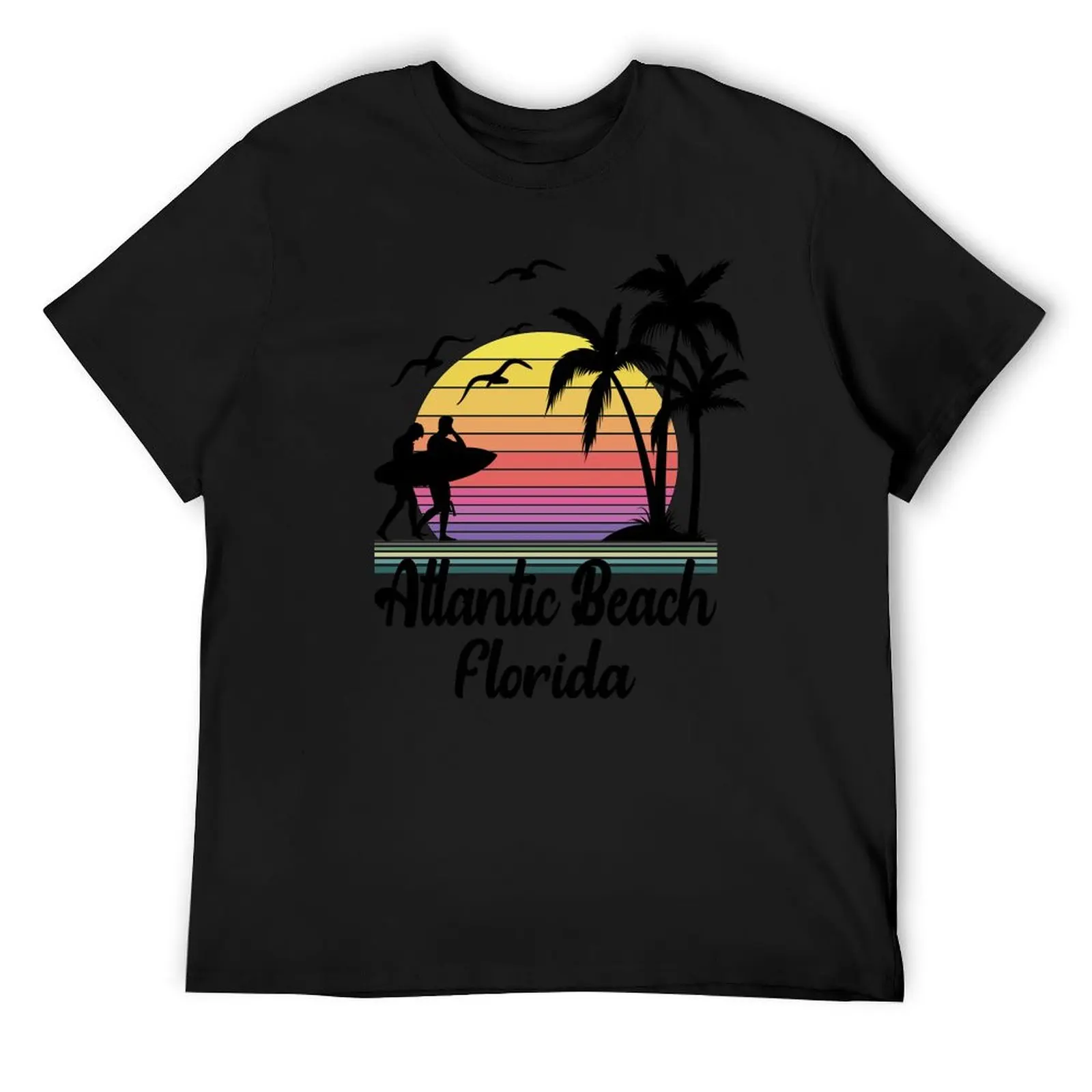 

Atlantic Beach Florida Retro Sunset T-Shirt customs plus size tops oversized t shirt sweat shirts, men